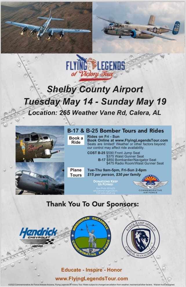 Flying Legends airshow event poster with planes.