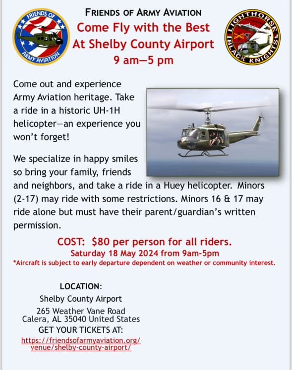 Fly with historic helicopter event poster.